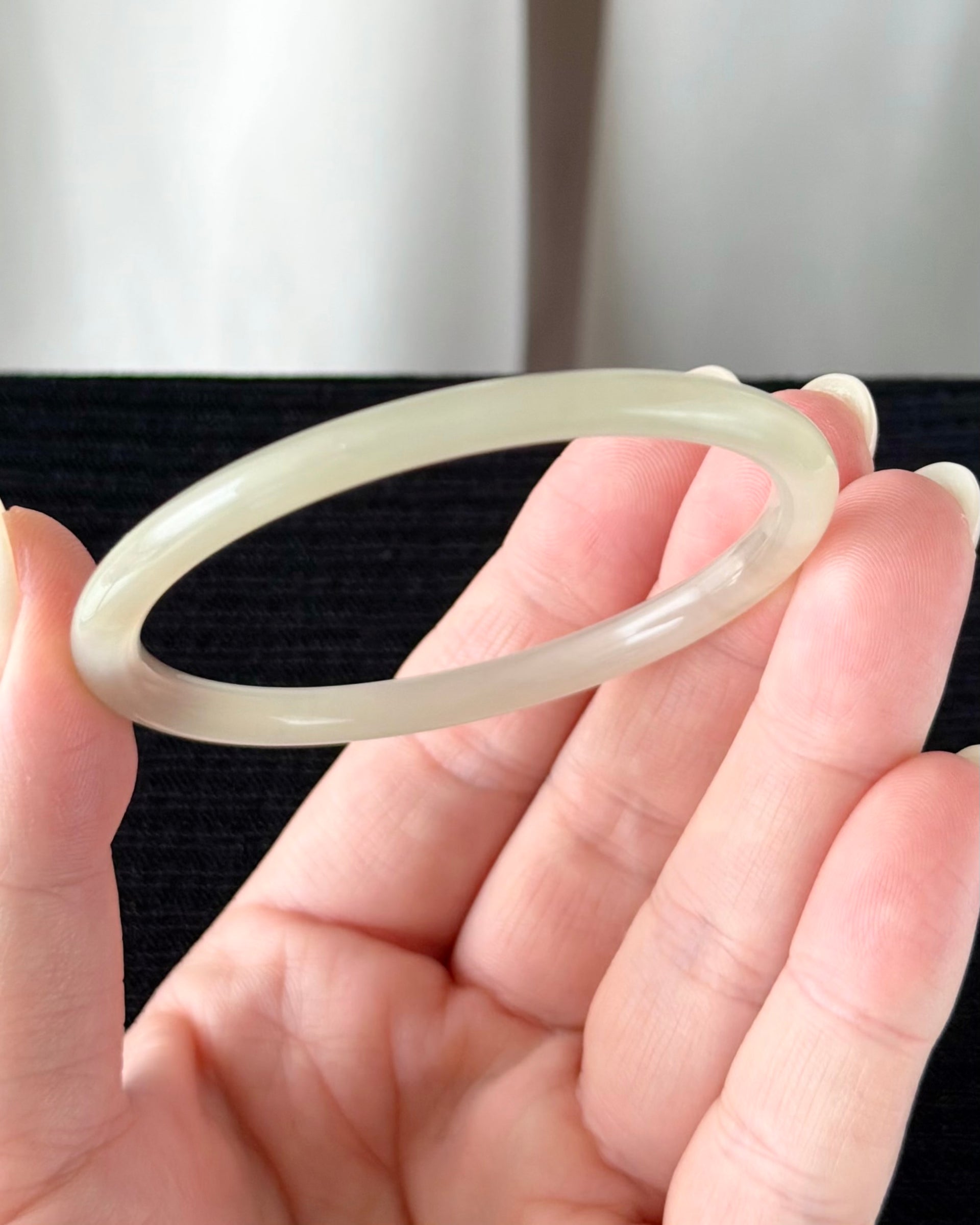 The Dawn Lotus 55.5mm Nephrite Bangle 晨曦初荷 (Preview)