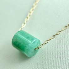 Load image into Gallery viewer, 90588 Green Jadeite Barrel Pendant
