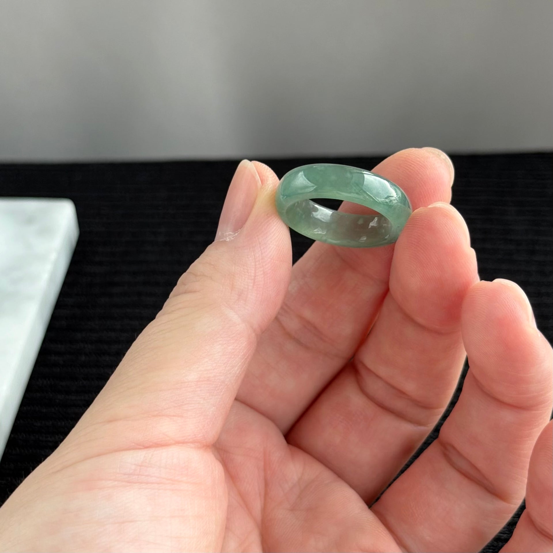 The Teal Aurora Jadeite Ring 翠影极光