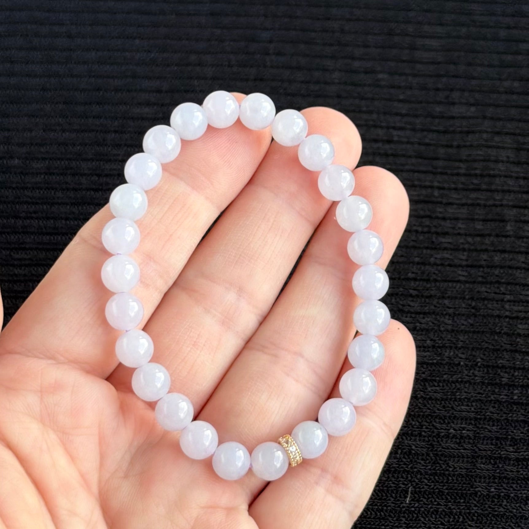Petals of the Ethereal Garden 7mm Jadeite Bracelet 紫霞织梦