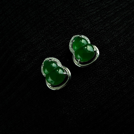 Twin Blossoms Jadeite Earring  双翠凝芳