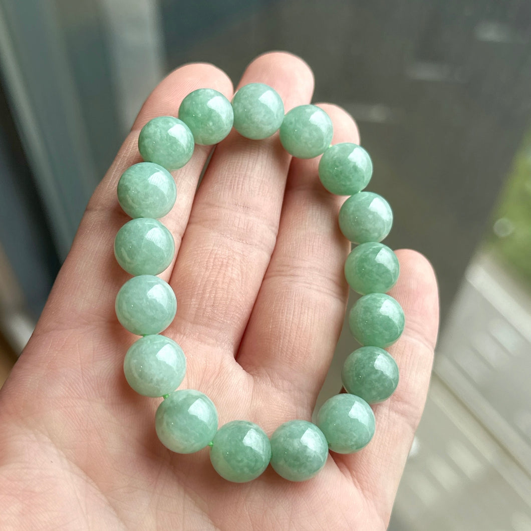 72388 Watery Apple Green Type A Jadeite Beaded Bracelet