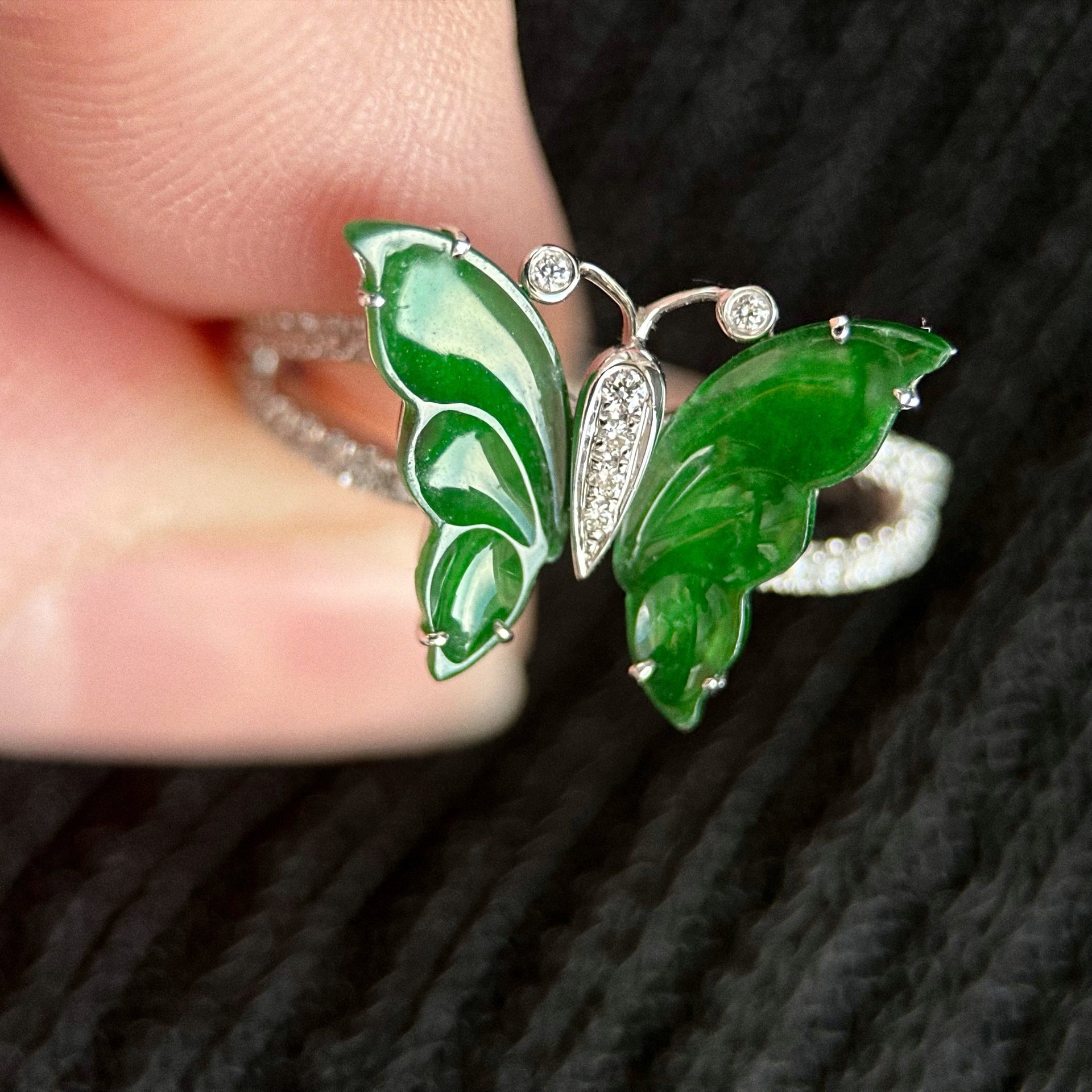 Imperial Flutter Jadeite Ring 帝绿蝶影