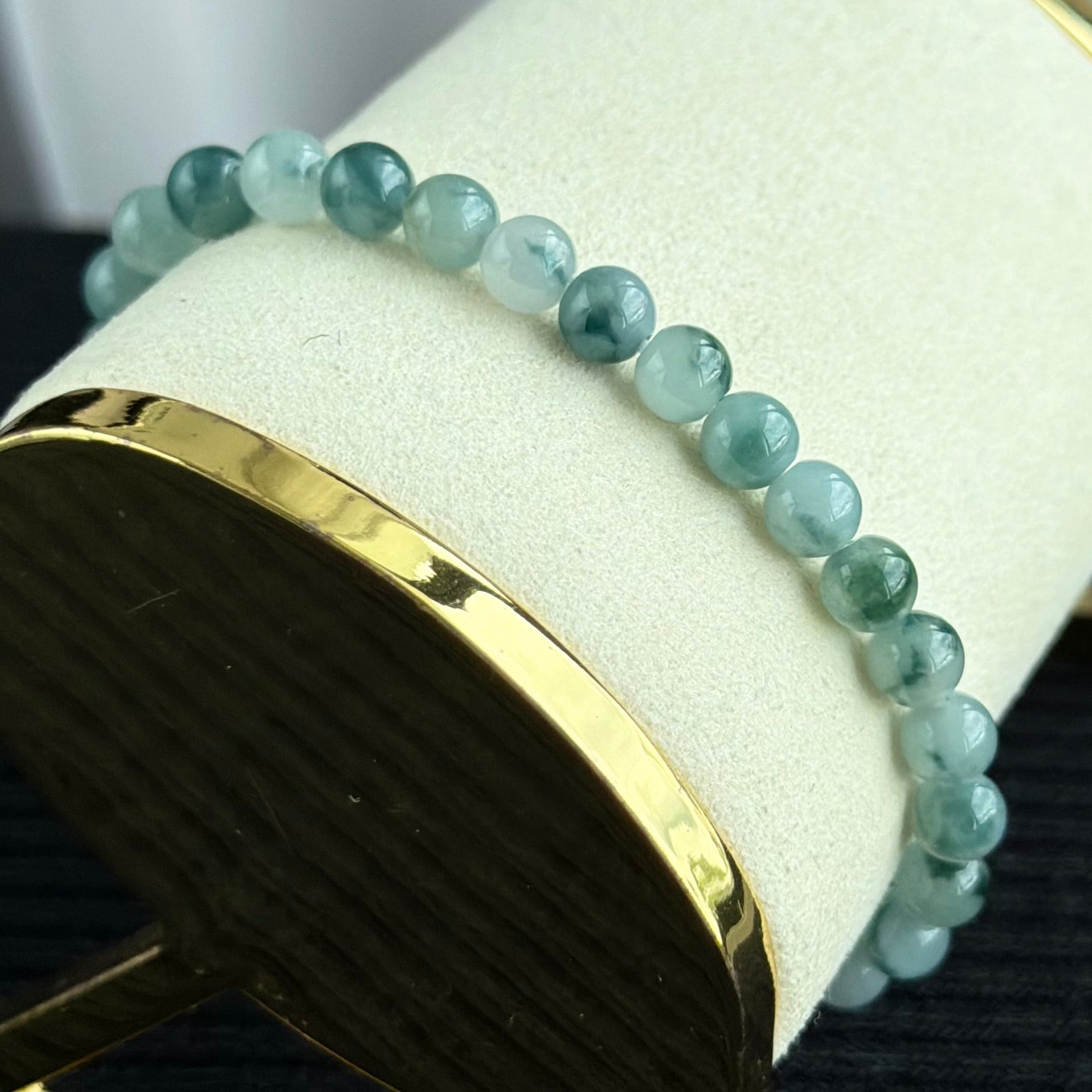 Mosswater Veil 6.0mm Jadeite Bracelet 青苔水纱