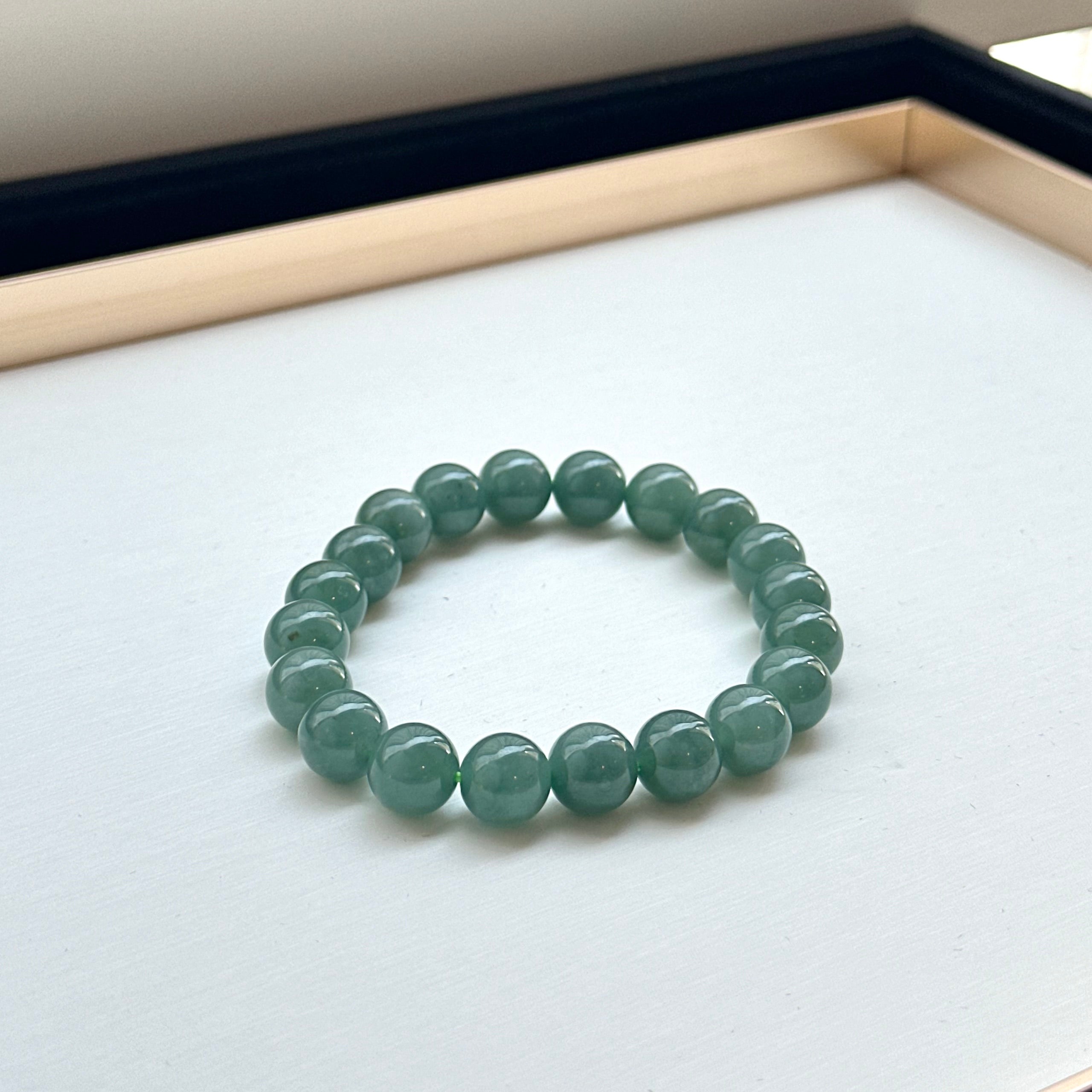 30386 Translucent and Jelly-like Blue Burmese Type A Jade Beaded Brace ...