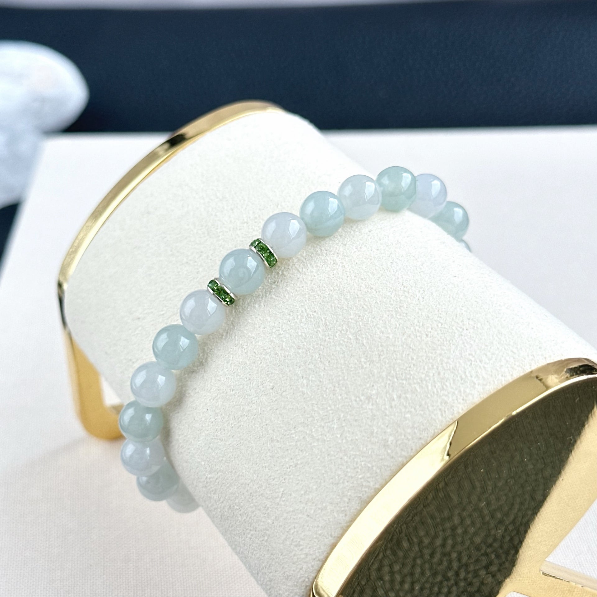 112788  Icy Macaron Type A Jadeite Beaded Bracelet