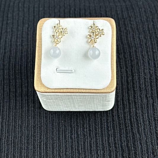 Snow Blossom Jadeite Earrings 雪中花