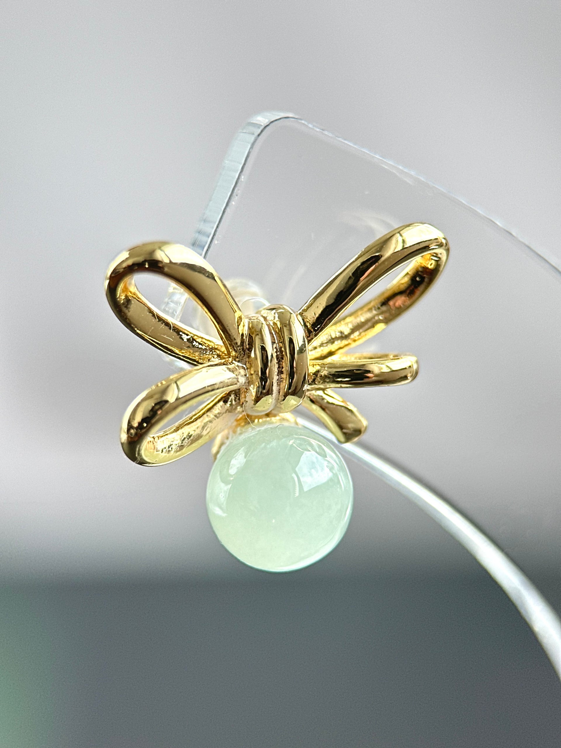 Highly Translucent Green Jadeite Stud Earring