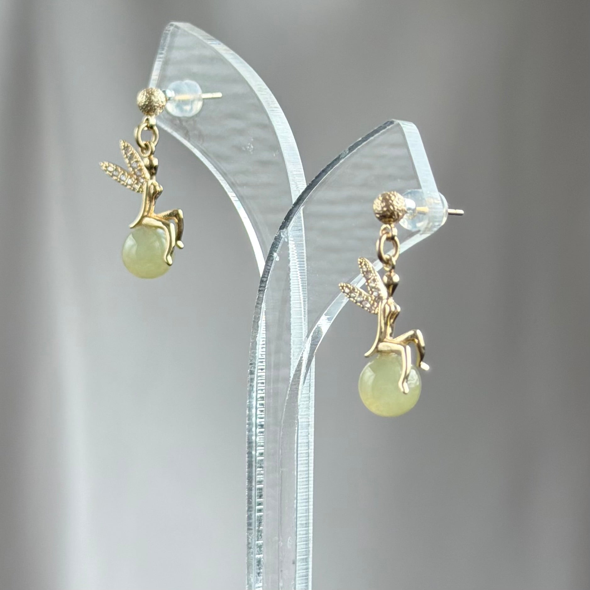 Winterlight Fairy Jadeite Earrings 冬晖羽灵
