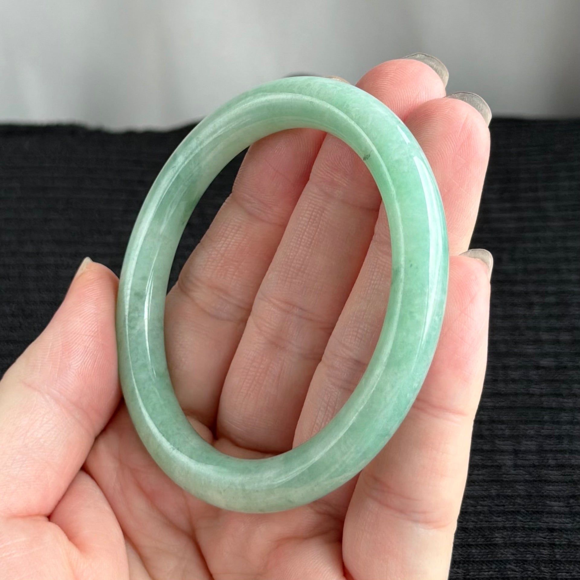 Aegean Sea Mist Jadeite Bangle 56.0mm 琴海轻雾