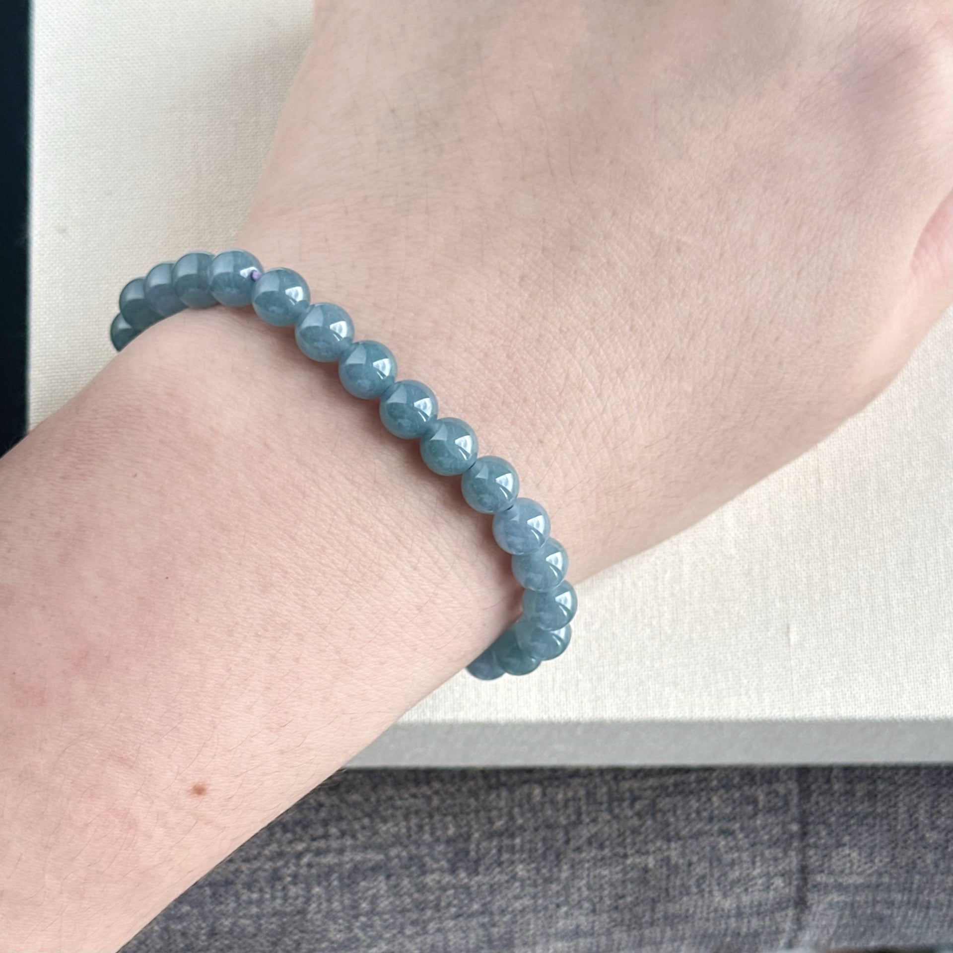 120188 Royal Blue Translucence Type A Jadeite Beaded Bracelet