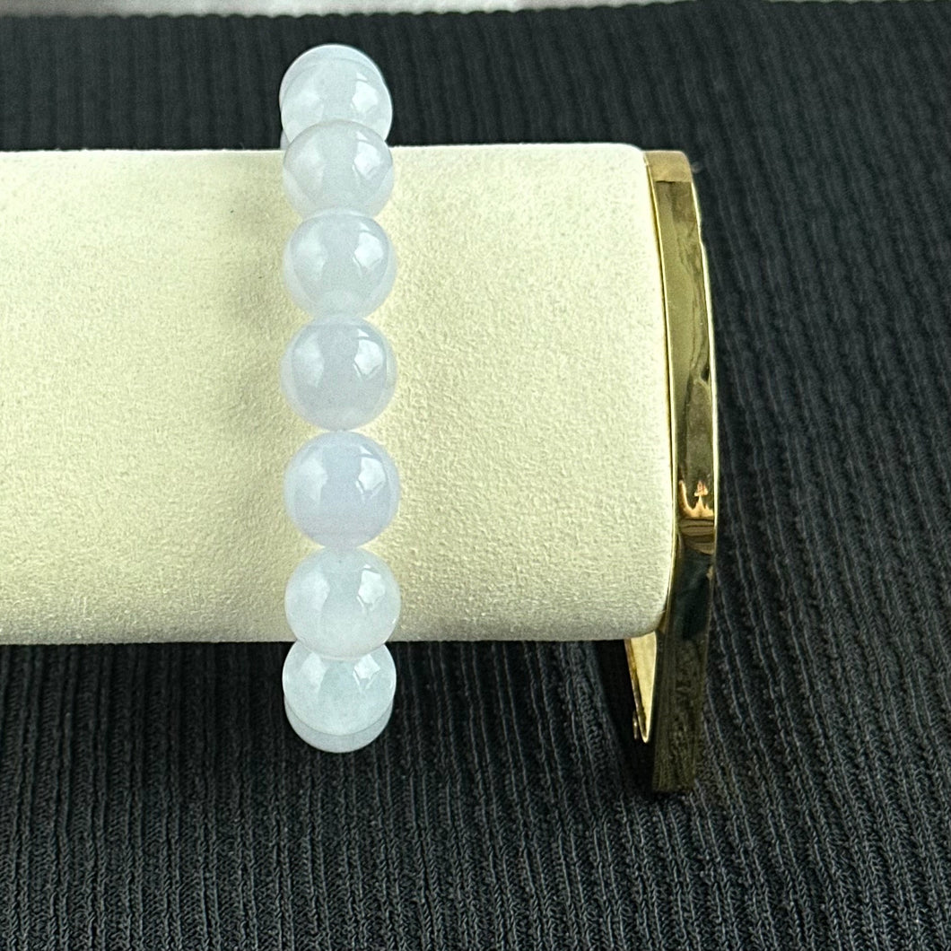 Lavender Frost 12.7mm Jadeite Bracelet 薰光霜影