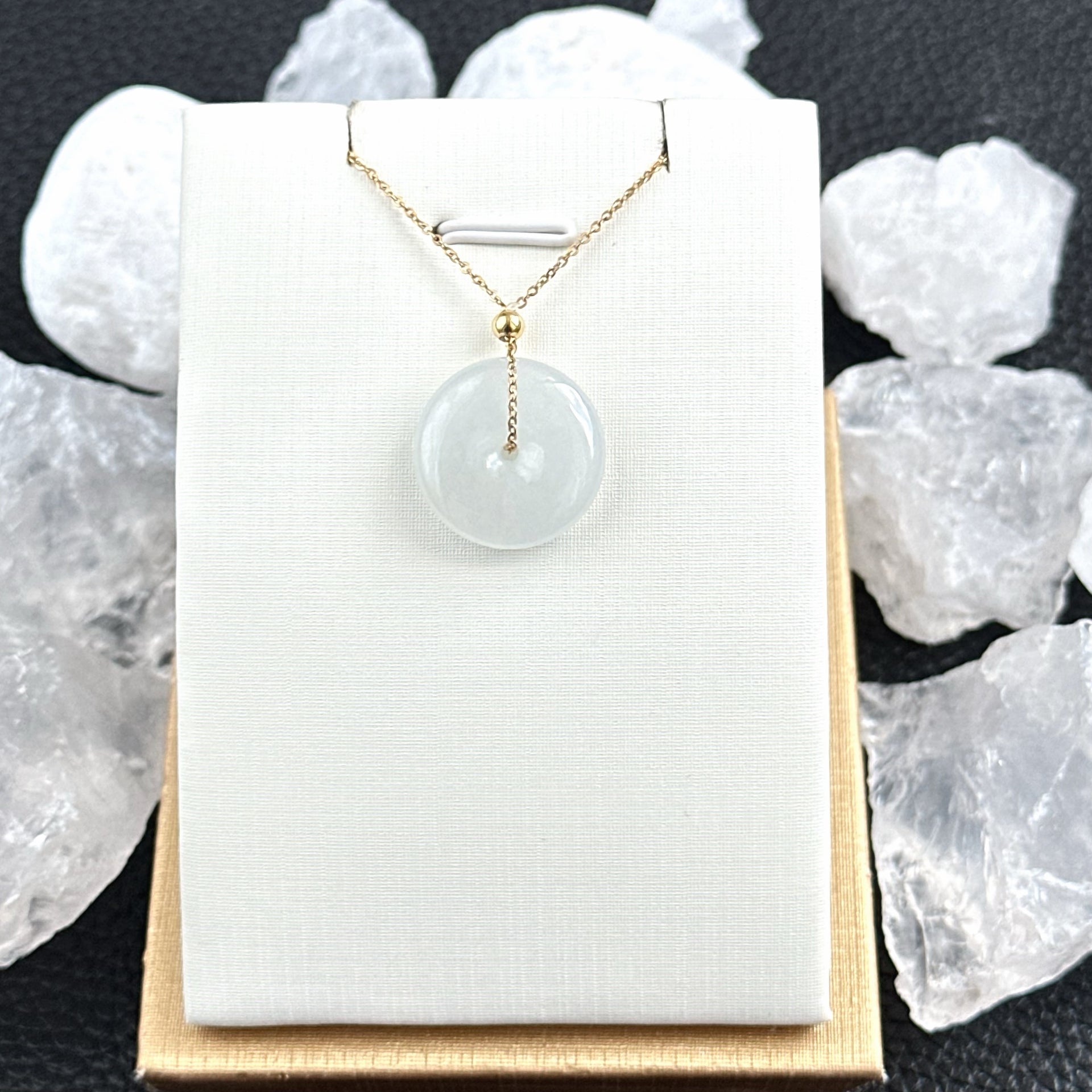 33390 Translucent White Jadeite Donut Pendant