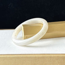 Load image into Gallery viewer, 112851 51.2mm Slim Translucent Snow Pear White Jade Bangle
