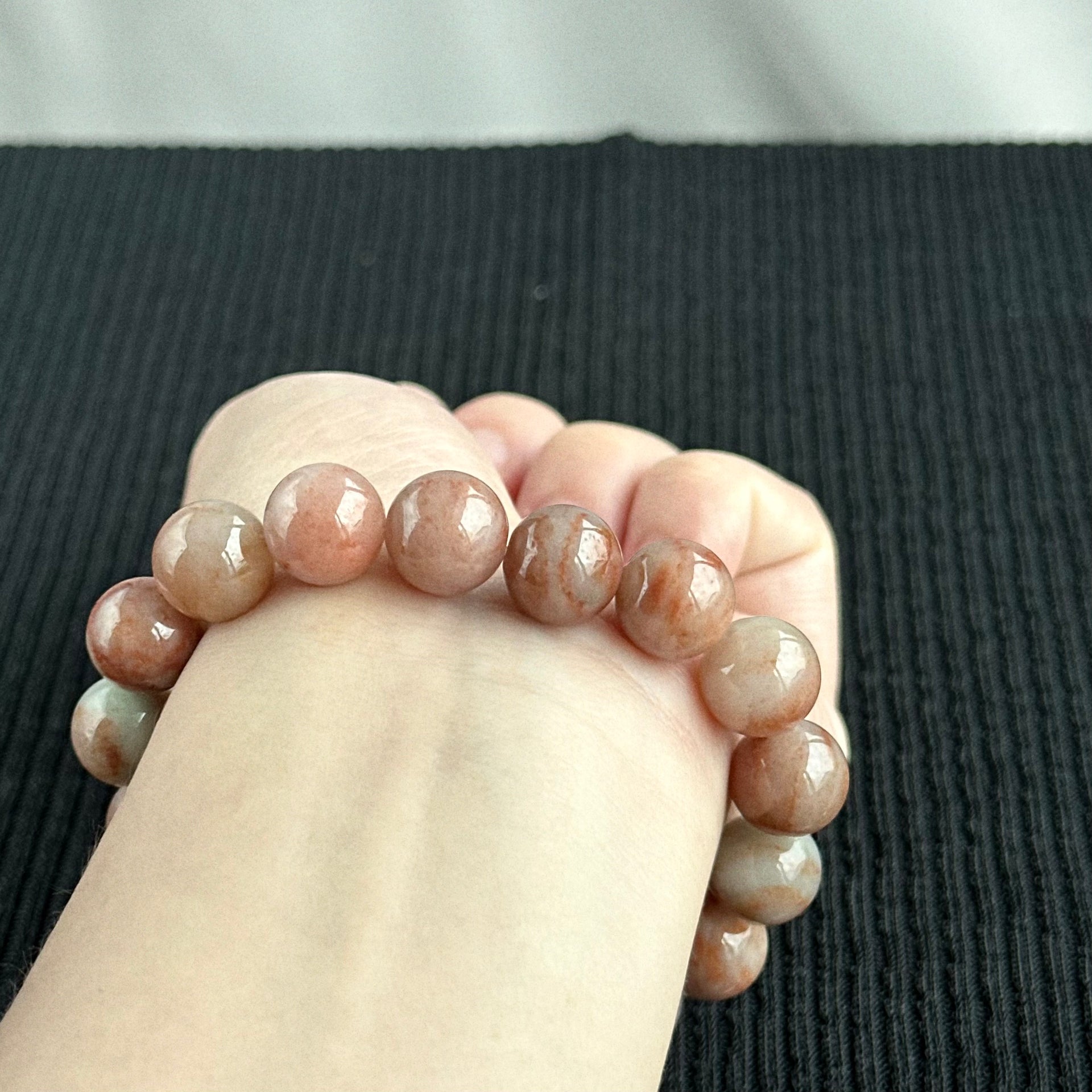 Autumn Blush 12.5mm Jadeite Bracelet 秋霞流光