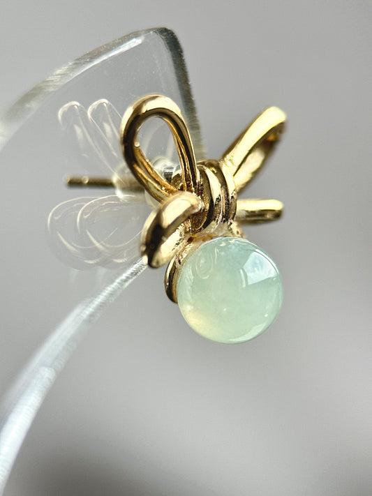 Highly Translucent Green Jadeite Stud Earring