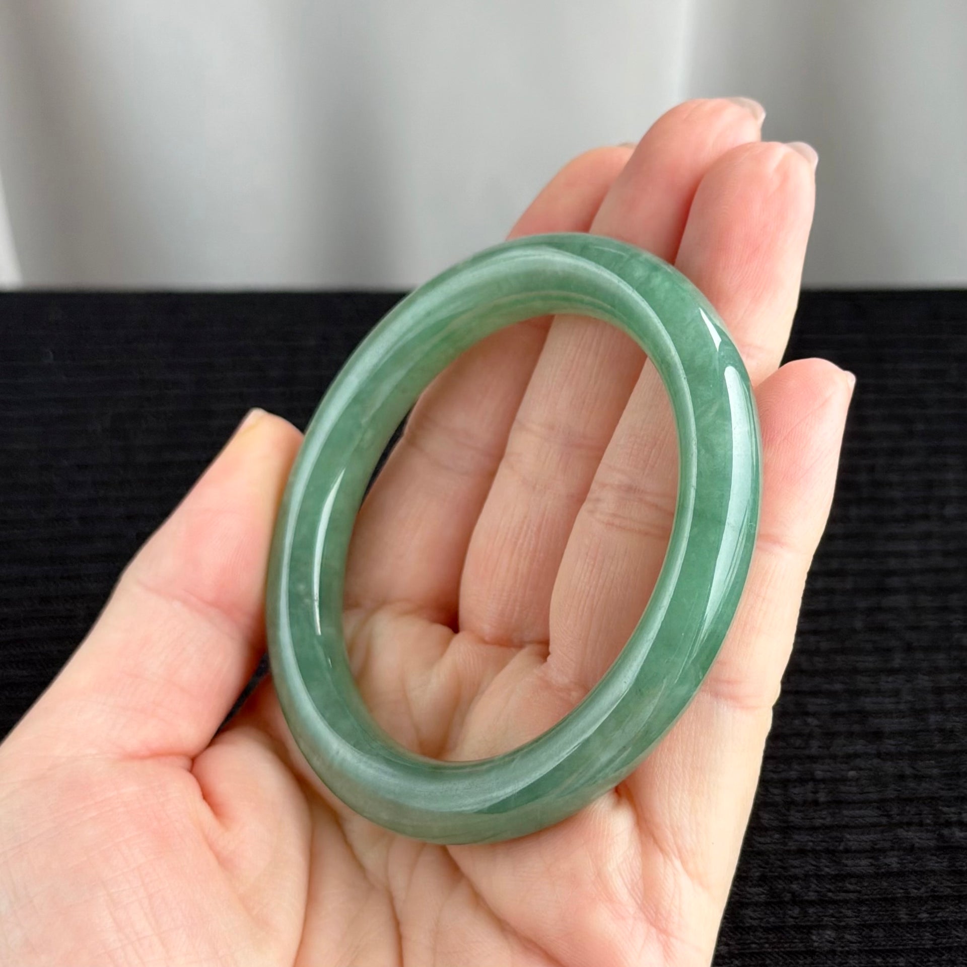 Misty Morning at the Bamboo Forest 56.0mm Jadeite Bangle 翠竹晨雾