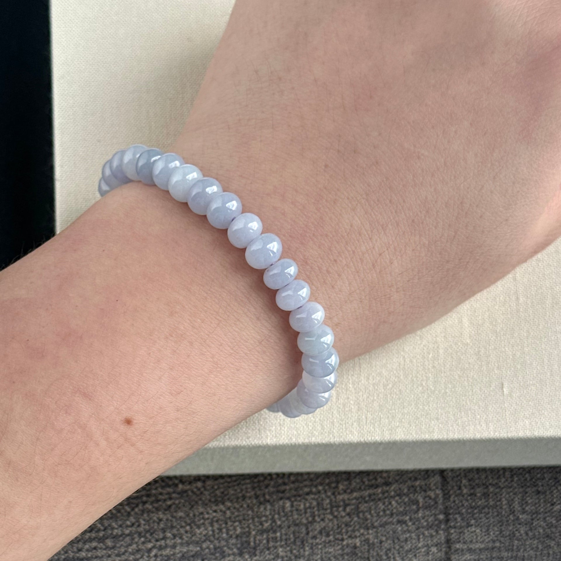 100288 Blissful Lavender Type A Jadeite Beaded Bracelet with 18K Gold and Diamonds