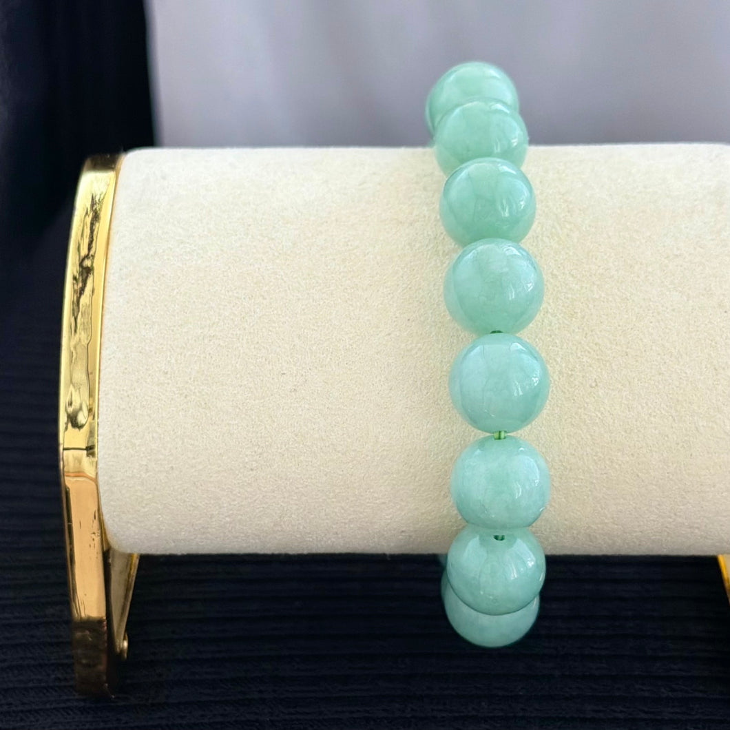 Longjing Dew 12.6mm Jadeite Bracelet 龙井晓露