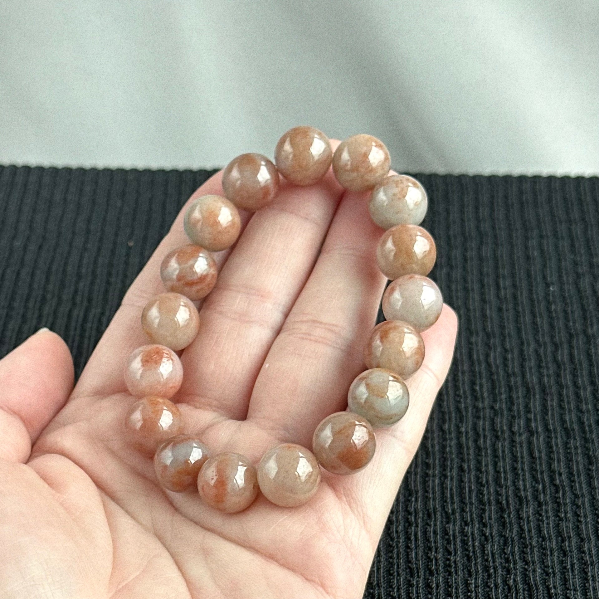 Autumn Blush 12.5mm Jadeite Bracelet 秋霞流光