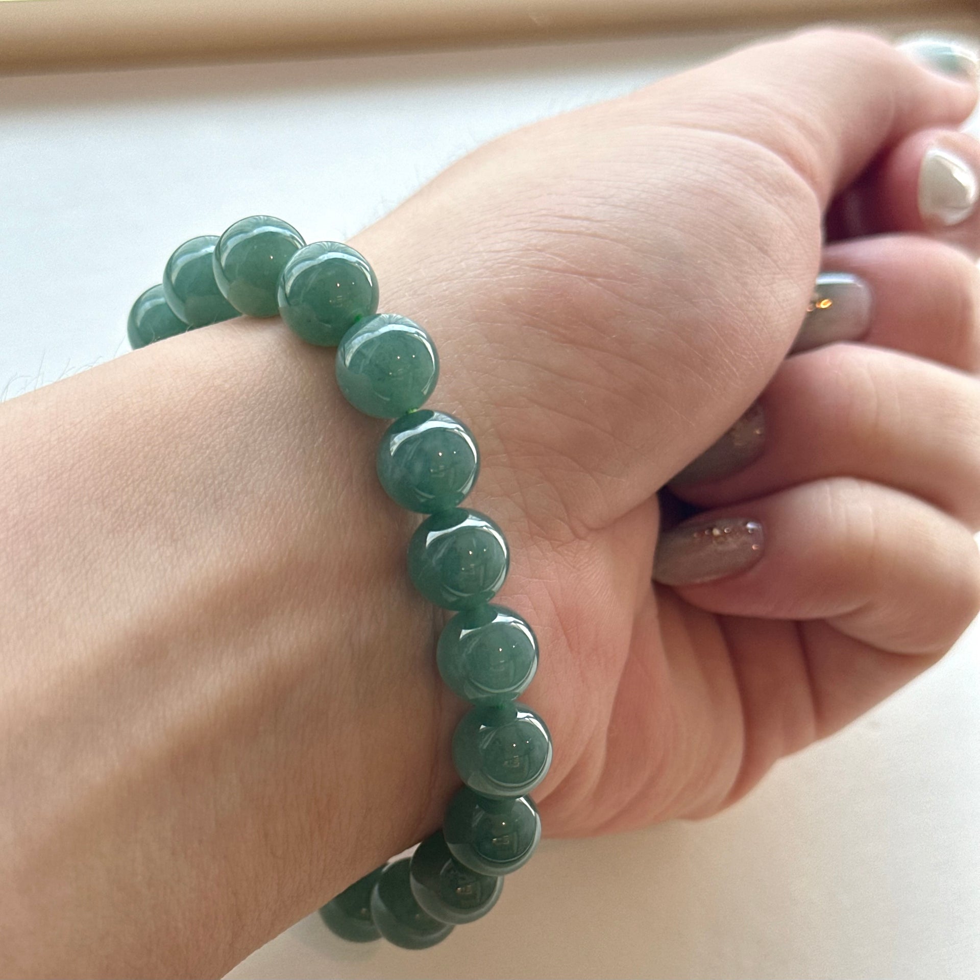 30386 Translucent and Jelly-like Blue Burmese Type A Jade Beaded Bracelet