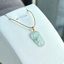 Load image into Gallery viewer, 13192 Icy Petite Colourless with Green Florals Jadeite Leaf Pendant

