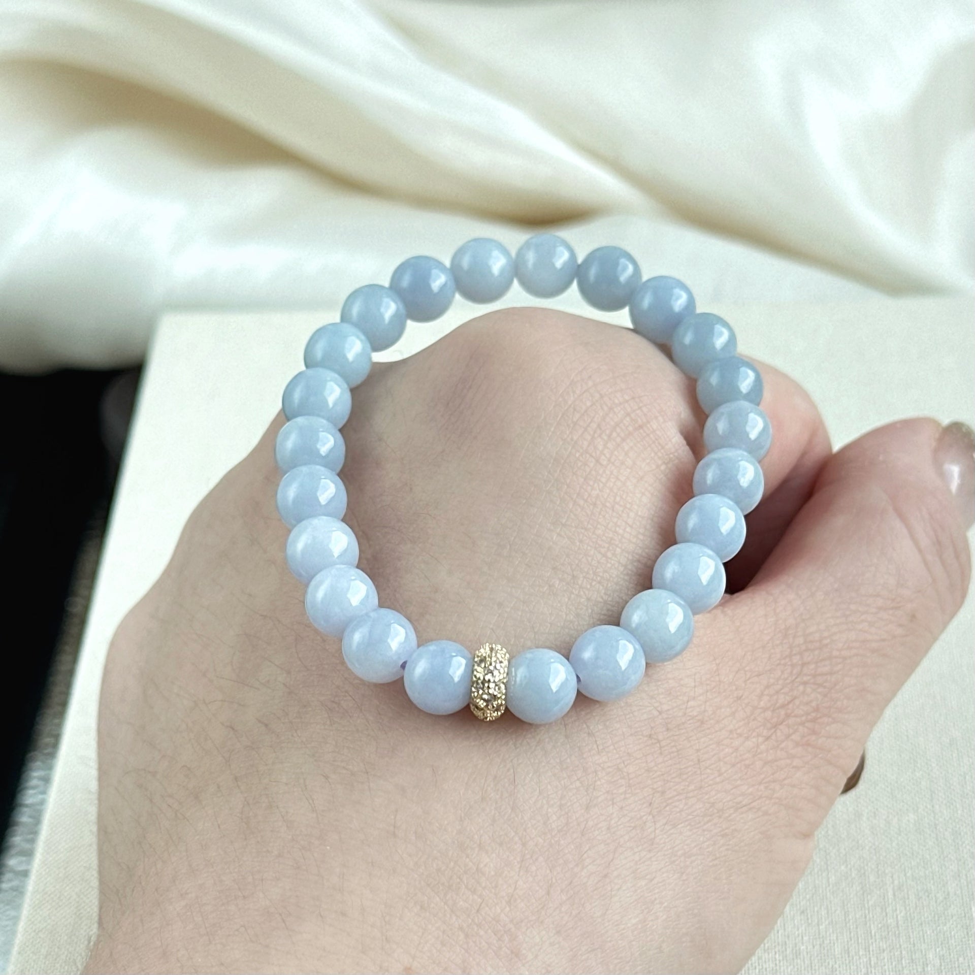 120588 Furong Lavender Purple Type A Jadeite Beaded Bracelet