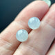 61988 Icy White Highly Translucent Jade Stud Earring with 18K Yellow Gold