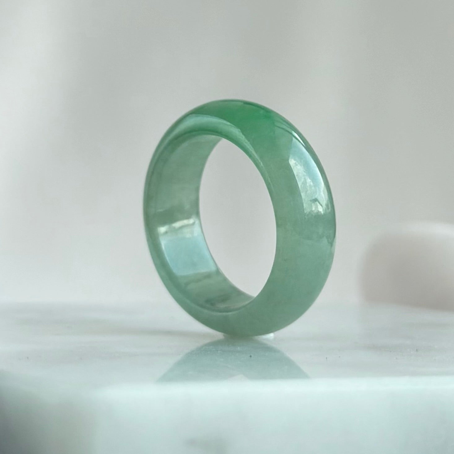 18.2mm Green Mirage Jadeite Ring 翠幻