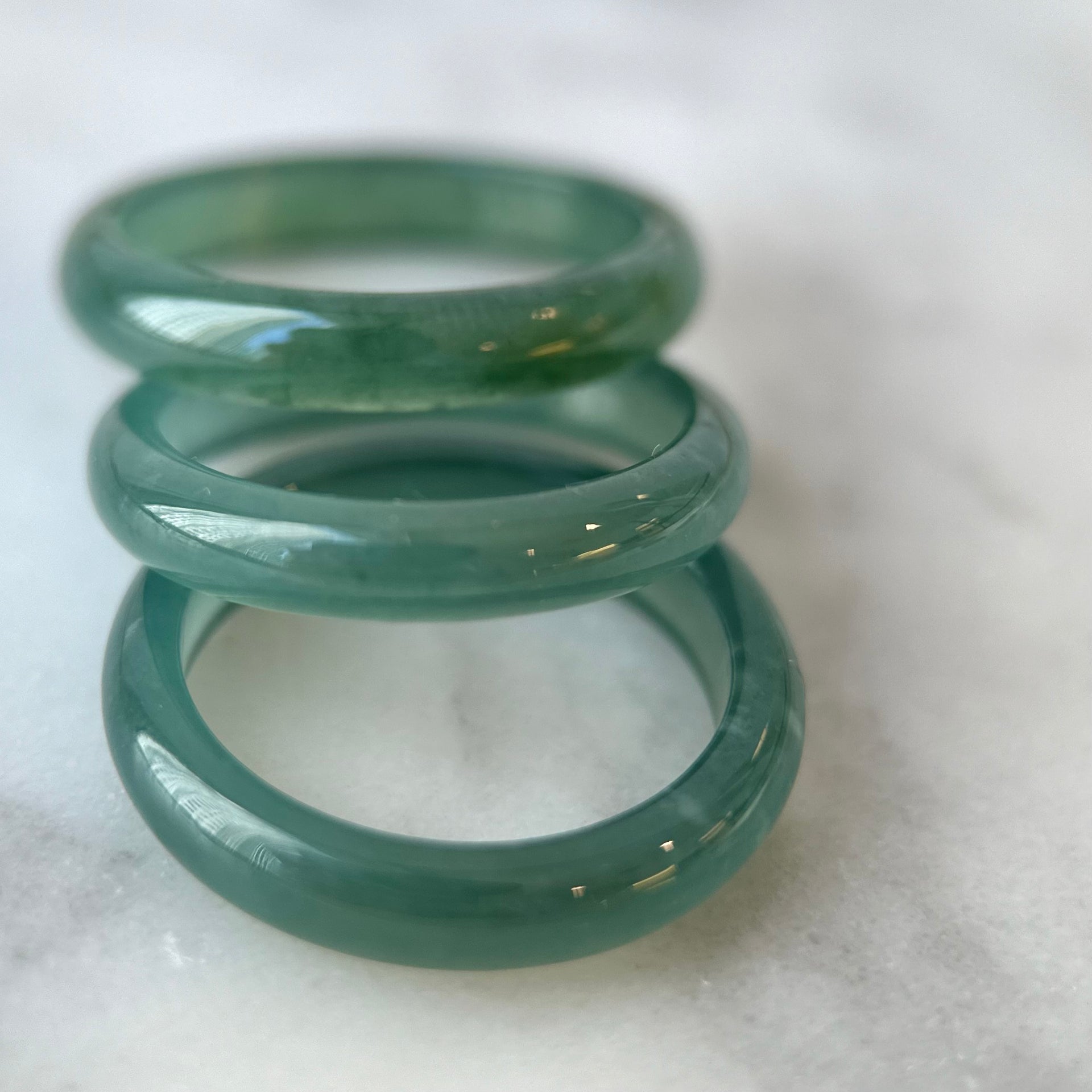 22088 Highly Translucent Bluish Green Type A Jade Ring