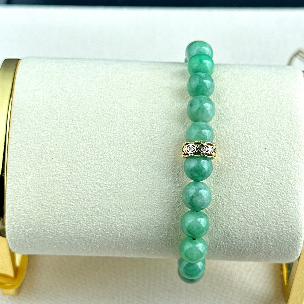 121388 Apple Green Type A Jadeite Beaded Bracelet