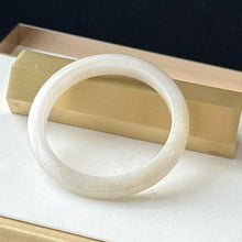 Load image into Gallery viewer, 112851 51.2mm Slim Translucent Snow Pear White Jade Bangle
