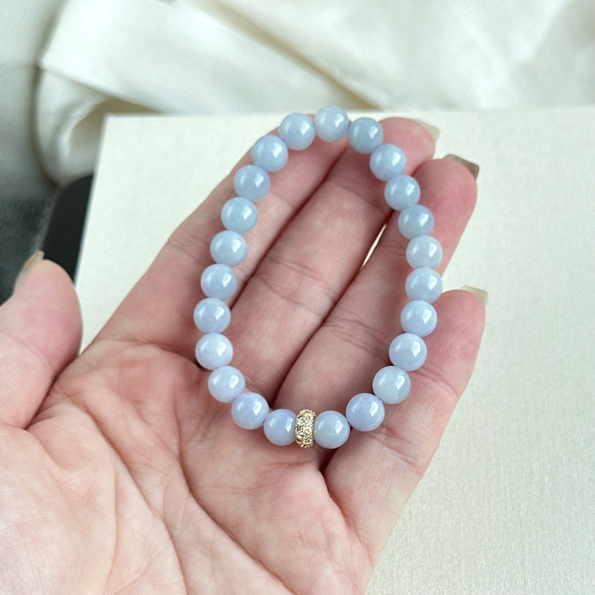 120588 Furong Lavender Purple Type A Jadeite Beaded Bracelet