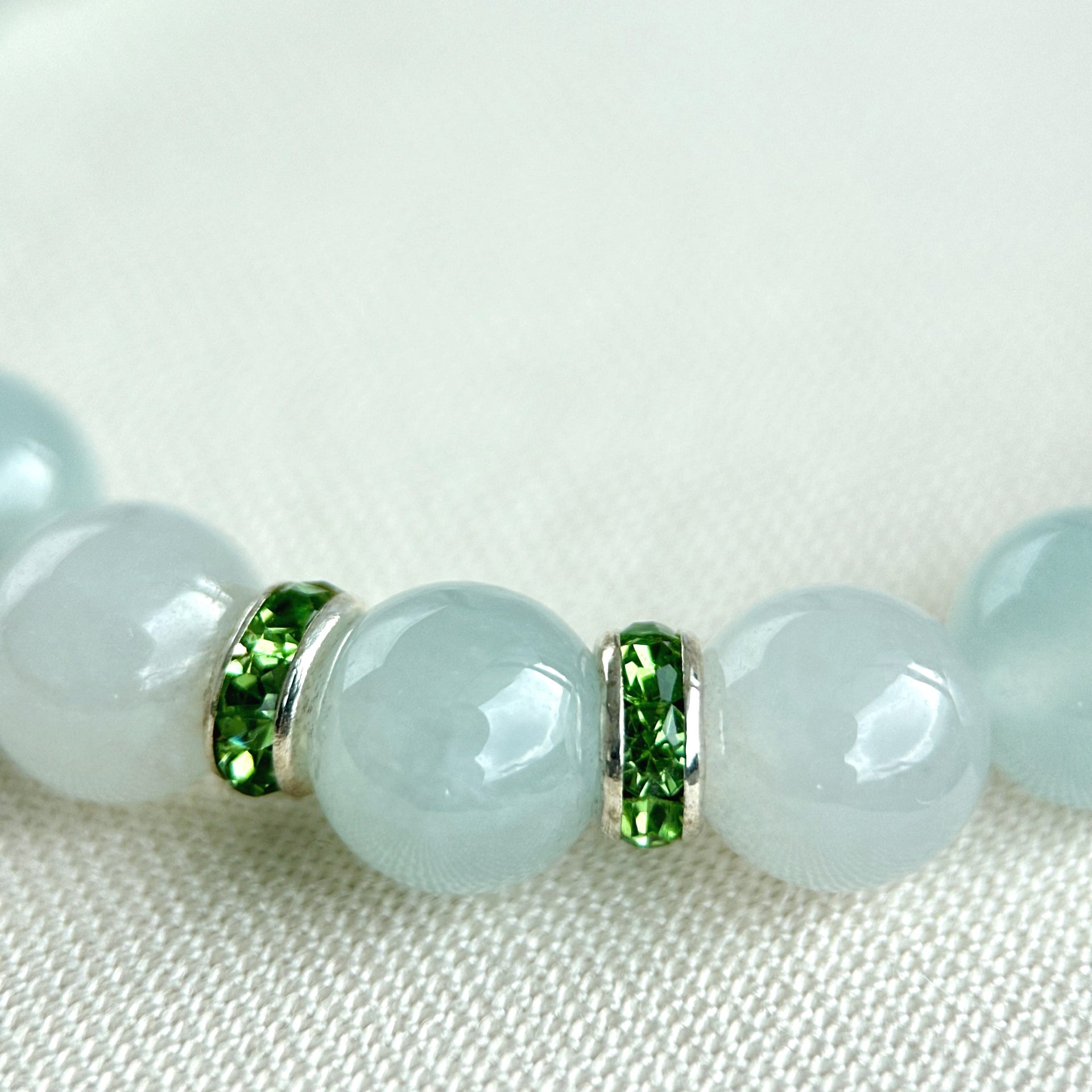 112788  Icy Macaron Type A Jadeite Beaded Bracelet