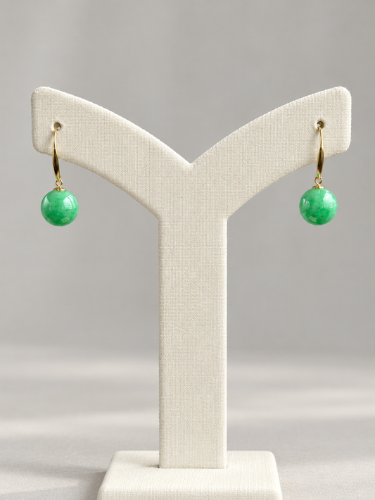 Voices of Spring Jadeite Drop Earrings 春之声