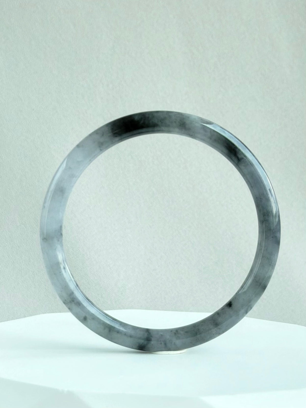 Snow on the Cold River 57.0mm Jadeite Bangle 寒江雪