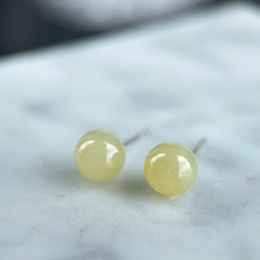 102090 Icy Yellow Jade Stud Earring with 18K Gold