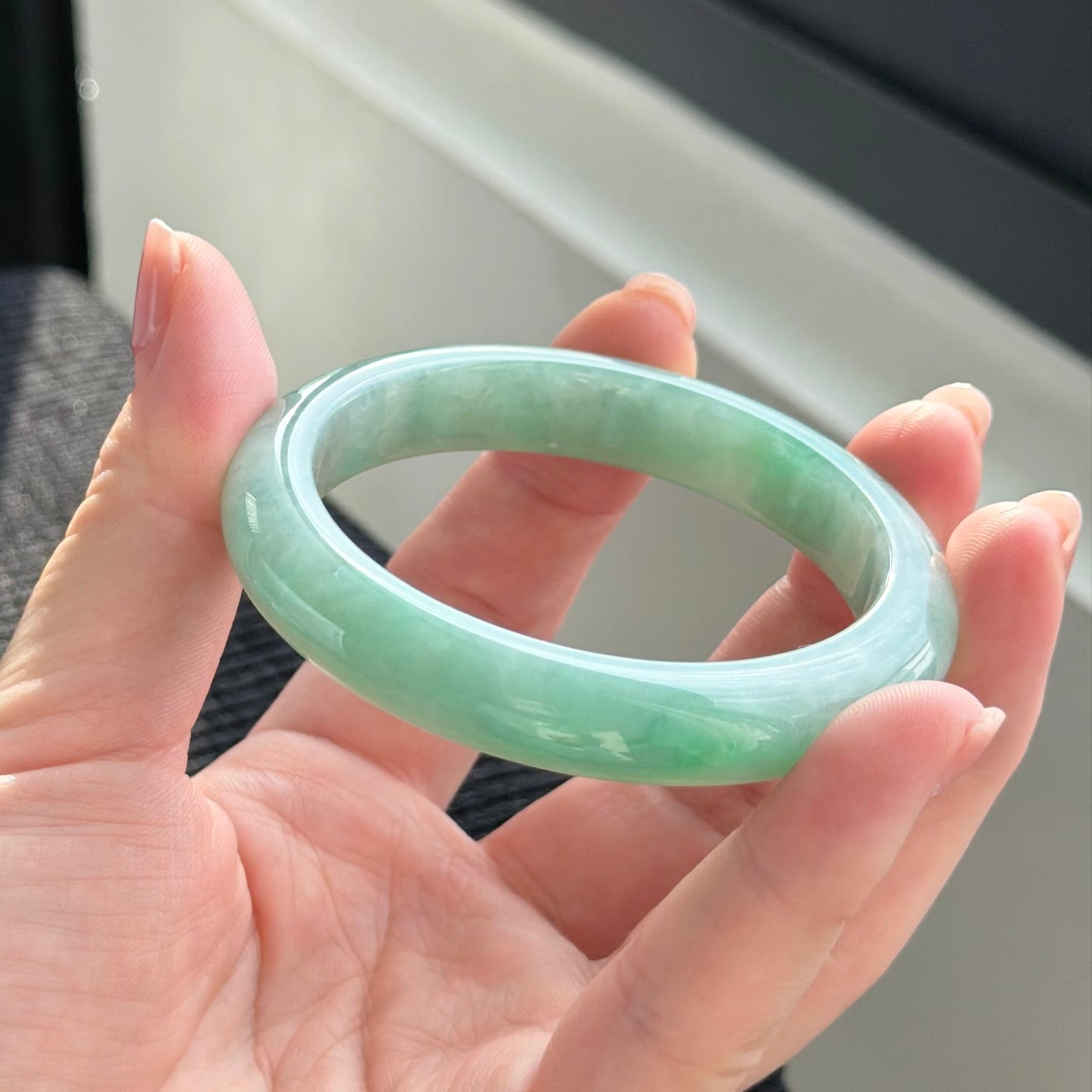 Whispers of the Jade Petal 56.4mm Jadeite Bangle 碧瓣清语