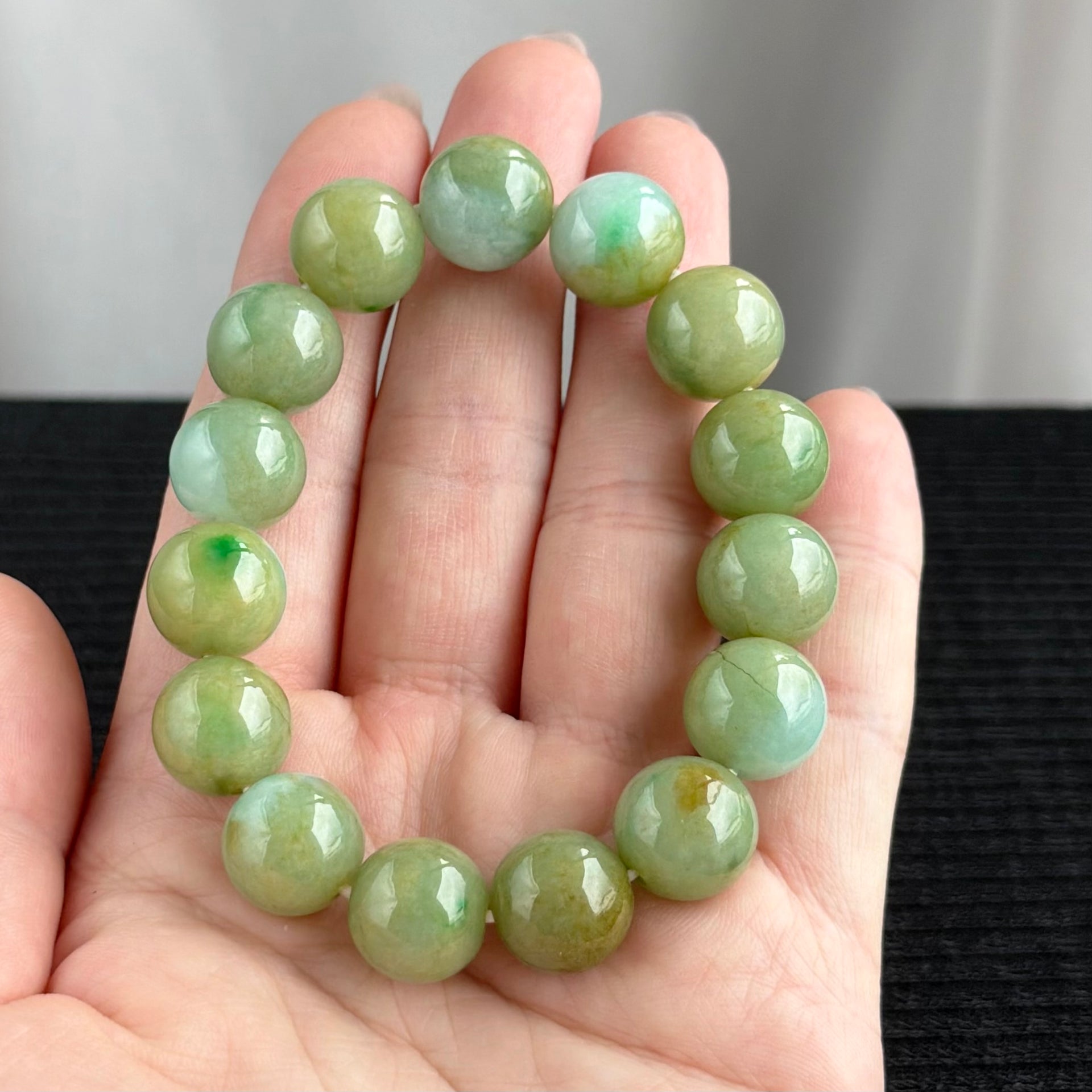 Whispers of an Ancient Forest 13.5mm Jadeite Bracelet 幽林古语
