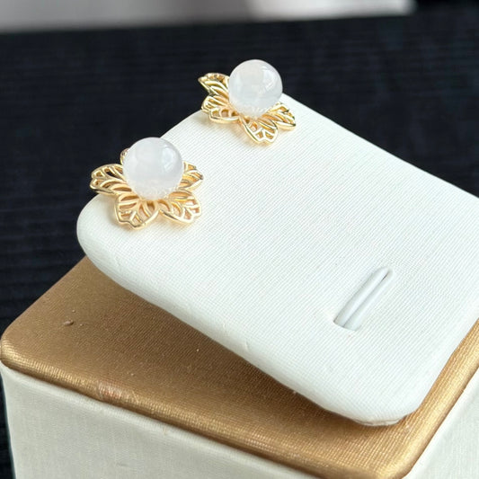 Blossom Lace Jadeite Earrings 花绣微绽