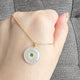 108588 Highly Translucent Icy White Jade Donut Pendant