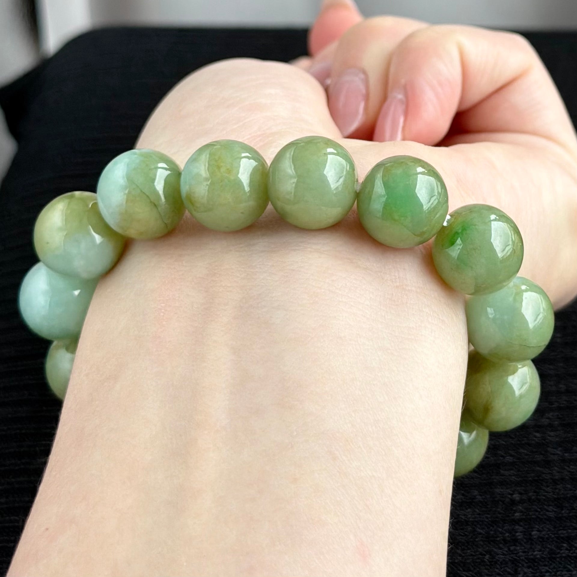 Whispers of an Ancient Forest 13.5mm Jadeite Bracelet 幽林古语