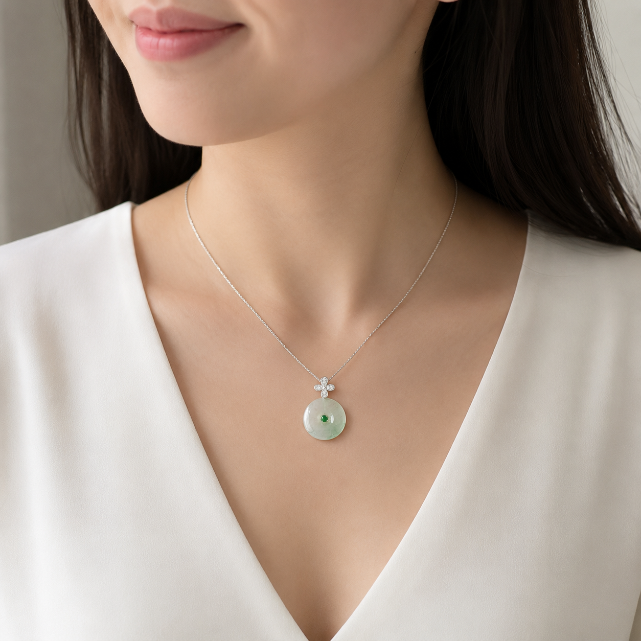 Flora of the Clear Spring Jadeite Pendant 清泉花影