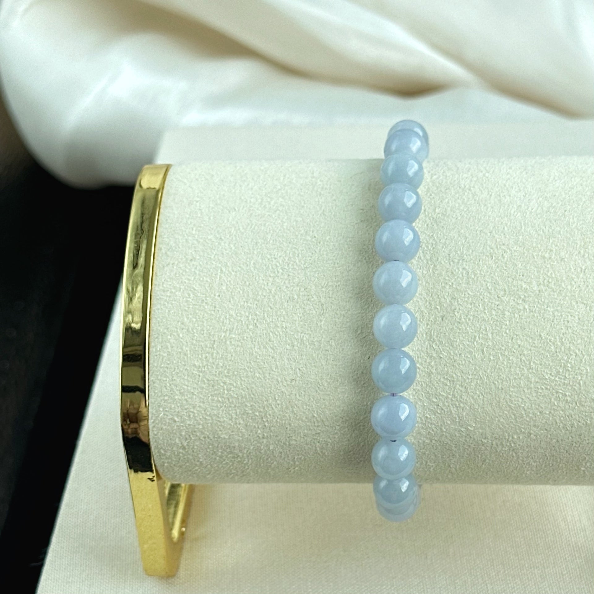 120588 Furong Lavender Purple Type A Jadeite Beaded Bracelet