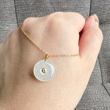 Load image into Gallery viewer, 108588 Highly Translucent Icy White Jade Donut Pendant

