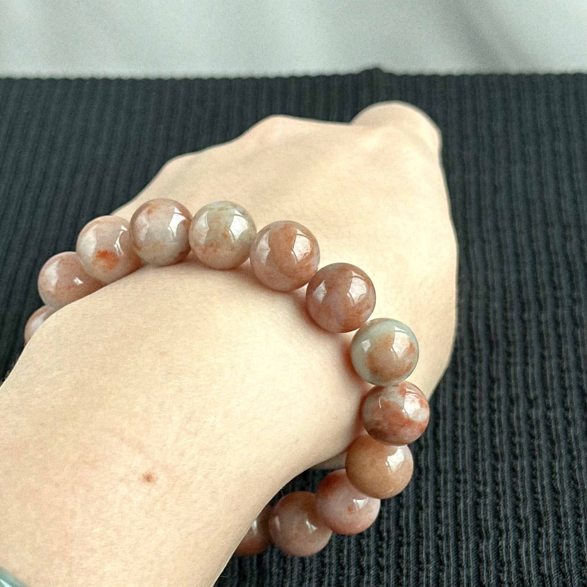 Autumn Blush 12.5mm Jadeite Bracelet 秋霞流光