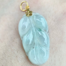 Load image into Gallery viewer, 63988 Highly Translucent Colourless with Green Floral Jade Leaf Pendant
