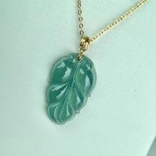 Load image into Gallery viewer, 38933 Highly Translucent Bluish Green Jadeite Leaf Pendant

