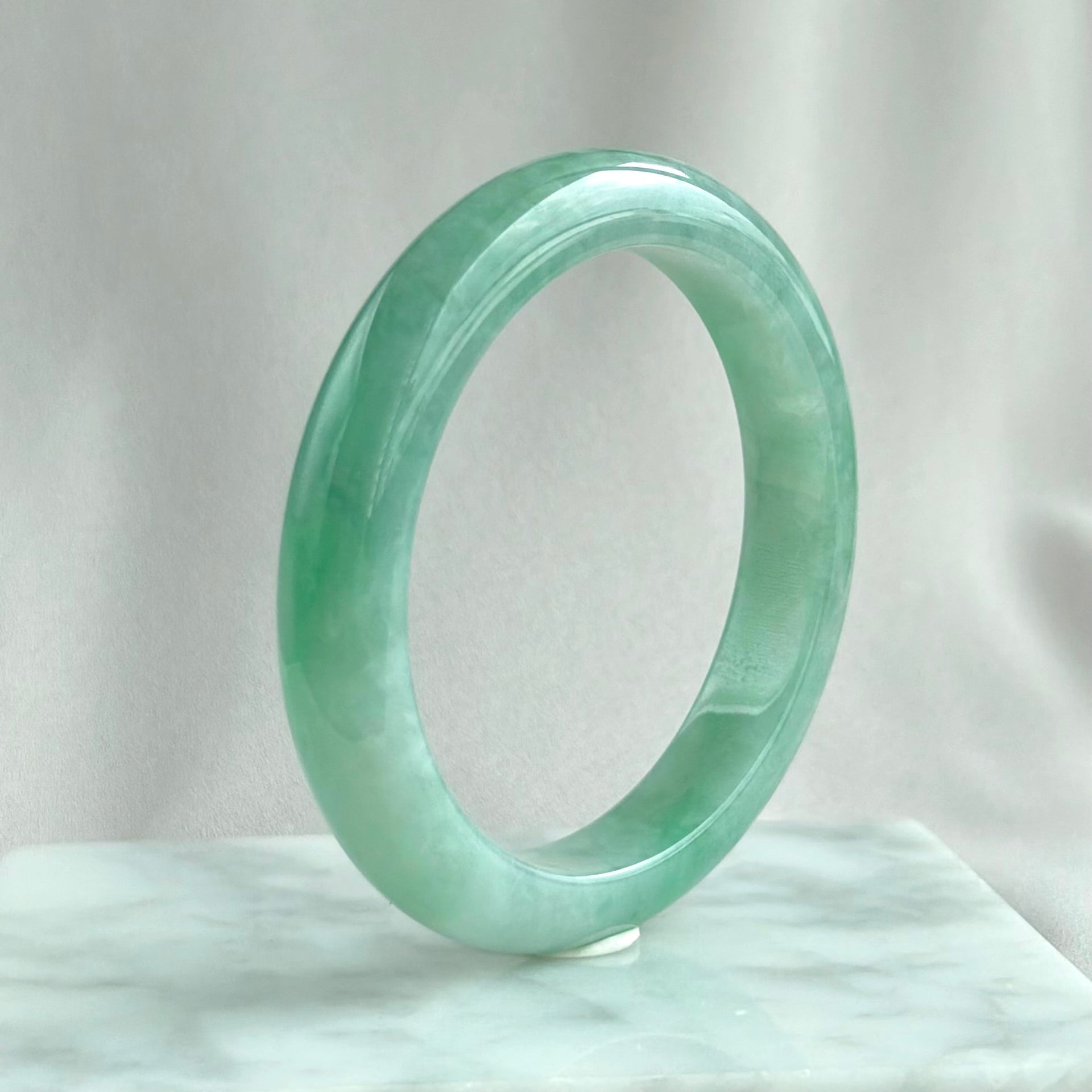 Whispers of the Jade Petal 56.4mm Jadeite Bangle 碧瓣清语