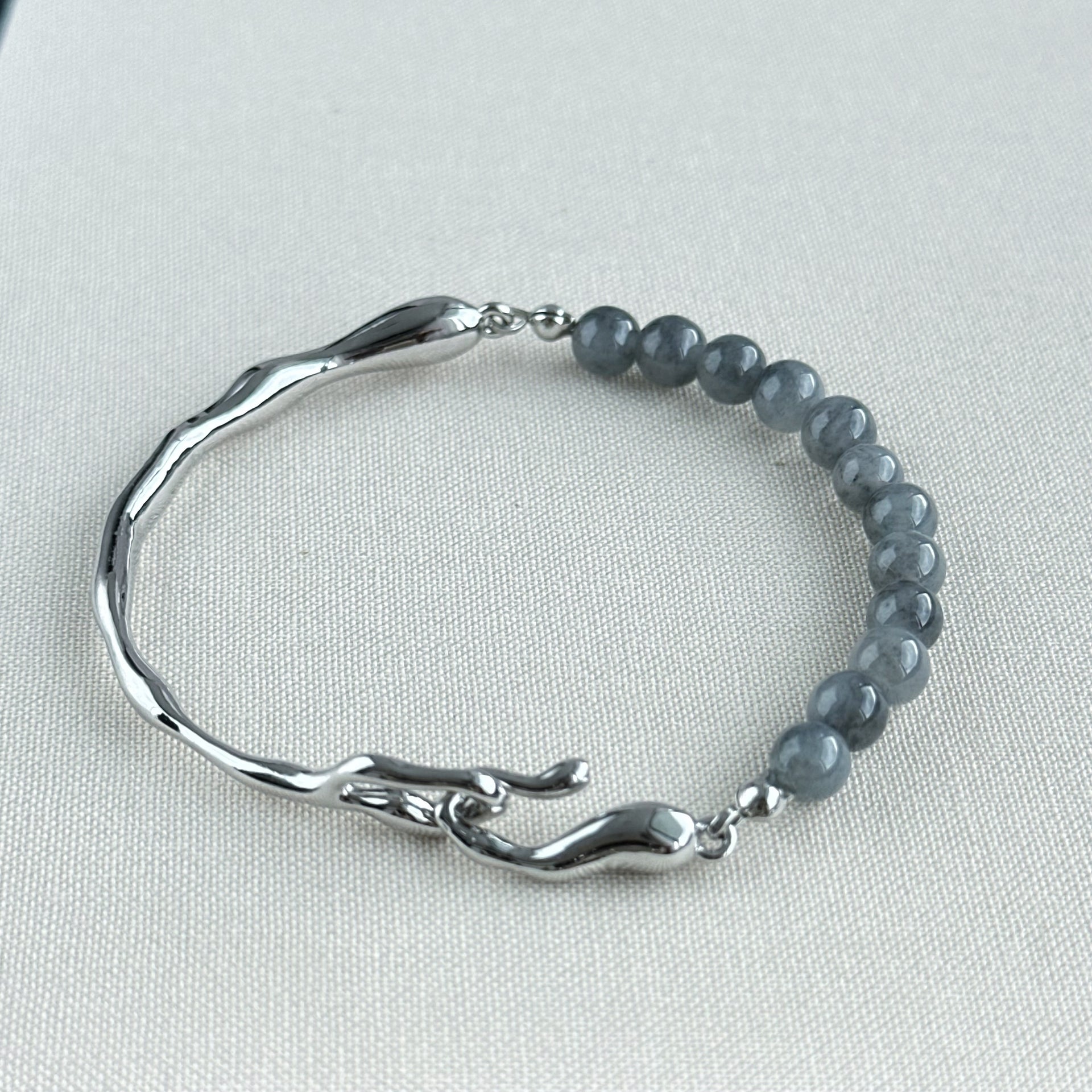 Moonshadow Arc Jadeite Cuff Bracelet
